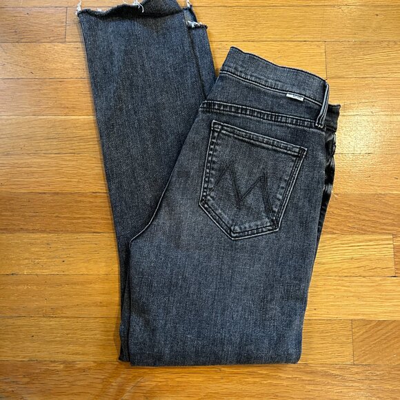 MOTHER Rascal Ankle Step Fray jeans in Night Garden (dark gray) wash, size 28 - Picture 1 of 6